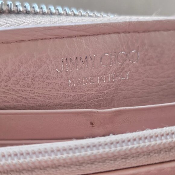 Jimmy Choo Clutch Nellie Star Studded Leather Zip Around Long Wallet Made Italy - Picture 9 of 12